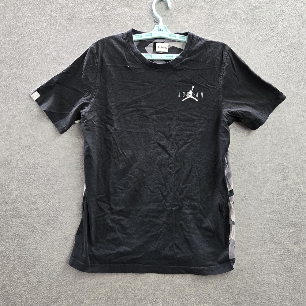 Jordan Men Shirt L Black Geometric Jumpman‎ Logo Short Sleeve Y2K